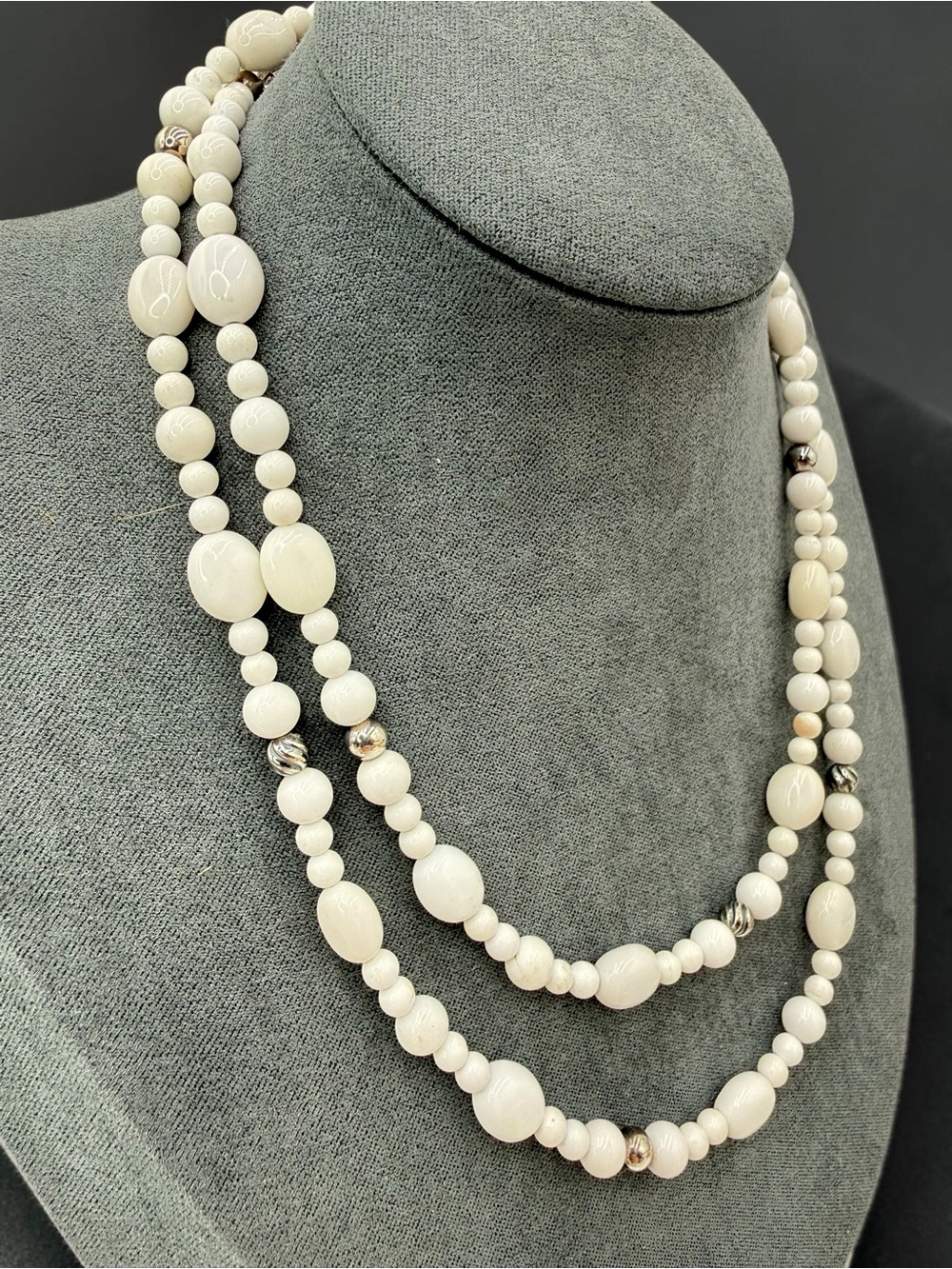 Carolyn Pollack Relios Sterling White Agate Necklace & Earrings Set CP 32”-36” - Picture 4 of 17